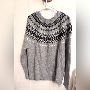 Abercrombie and Fitch Nordic Fair Isle Wool Blend Crewneck Sweater Grey Men XXL